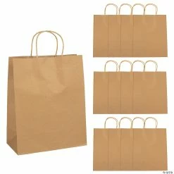 Deals 💯 10 1/2" x 5 1/4" x 13" Large Brown Kraft Paper Gift Bags - 12 Pc. ⌛
