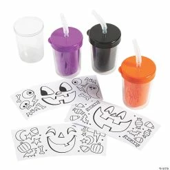 Brand new 🌟 Color Your Own Jack-O’-Lantern Cups with Lids & Straws 🎉 -Halloween Crafts for Kids Sales color your own jack o lantern cups with lids and straws13950319 a02