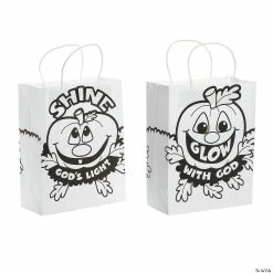 Cheap 🔥 Color Your Own Medium Christian Pumpkin Gift Bags - 12 Pc. 😉
